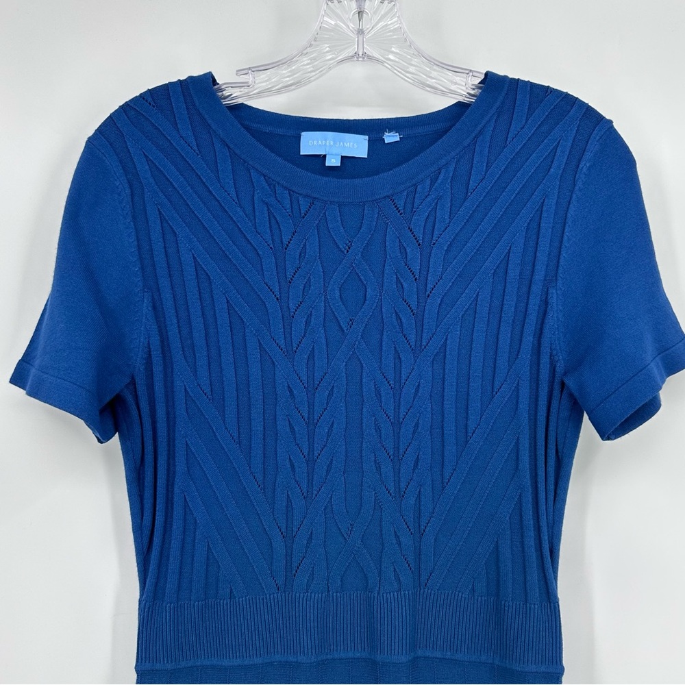 Draper James A-Line Pleated Short Sleeve Knit Sweater Dress Blue Size S - Picture 3 of 8